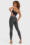 WR.UP® Snug Jeans - High Waisted - Full Length - Washed Black + Black Stitching 8