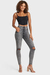 WR.UP® Snug Ripped Jeans - High Waisted - Full Length - Grey Stonewash + Grey Stitching 8