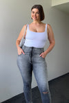 WR.UP® Snug Curvy Ripped Jeans - High Waisted - Full Length - Grey Stonewash + Grey Stitching 5